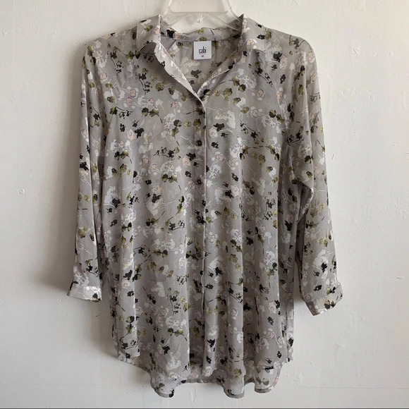 Cabi Matinee Blouse Floral Print Top Gray 5204 size XS - Picture 1 of 7